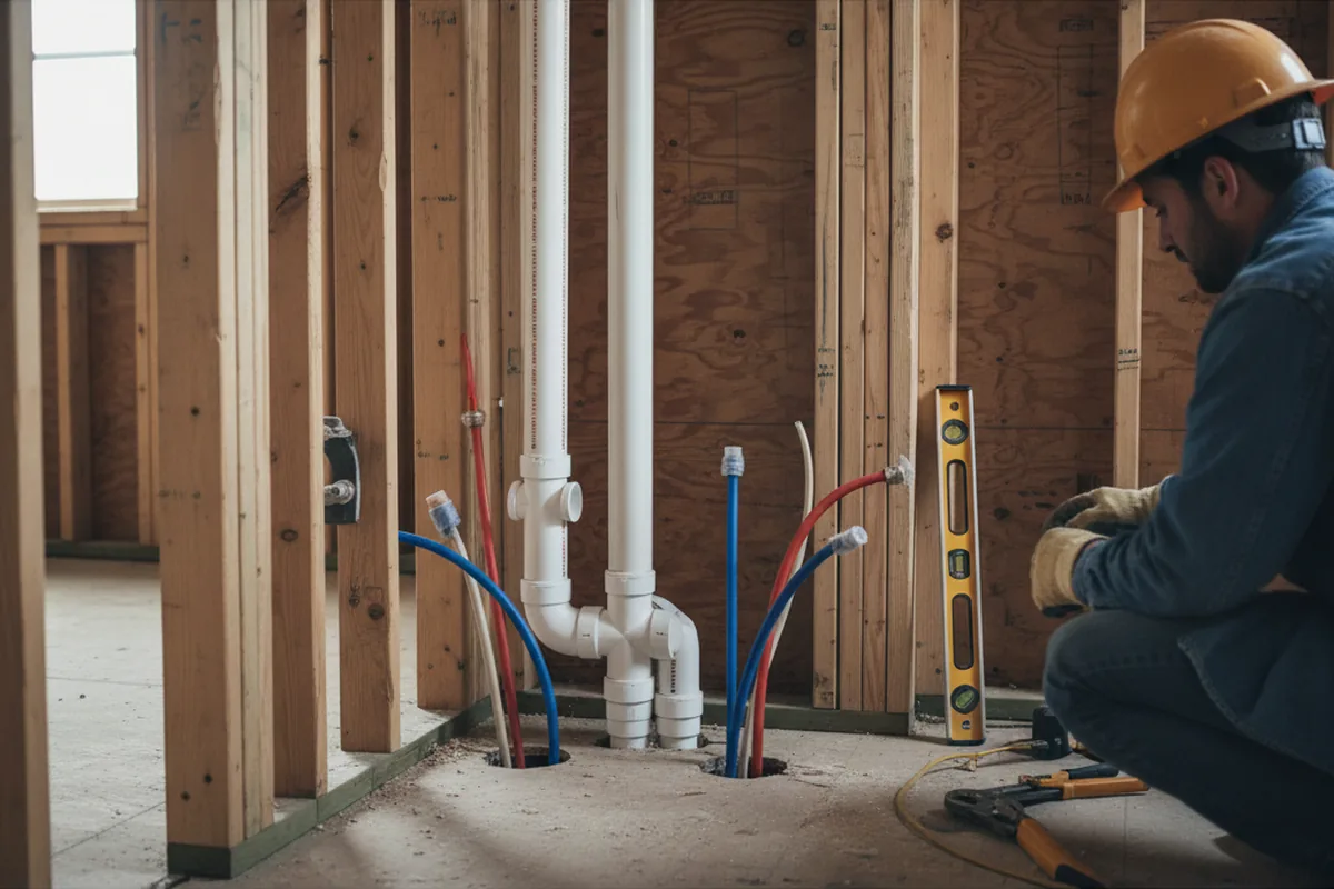 Drain and supply rough-in during Garbage Disposal Repair in Newport News