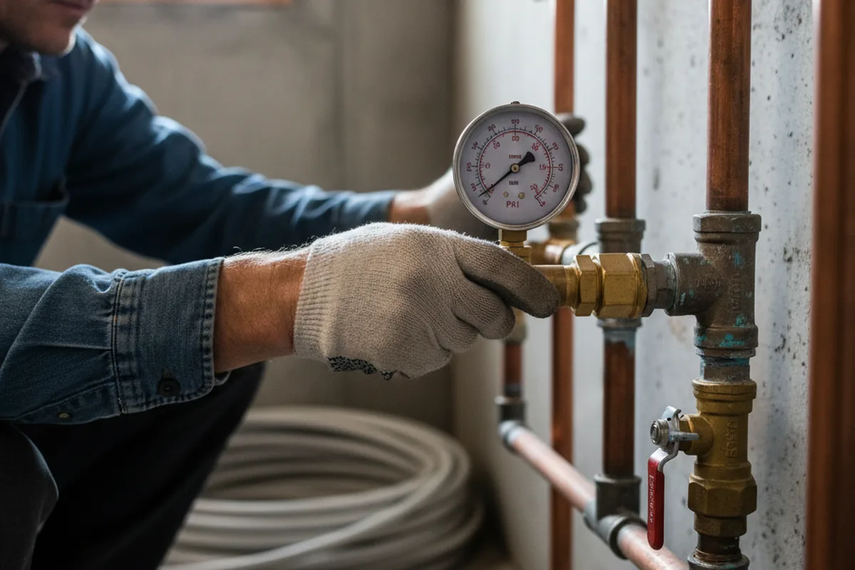 Pressure testing a repaired line during Water Line Repair in Newport News